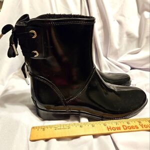 MK MICHAEL KORS Black Larson Rain Booties Rubber Womens SZ 10